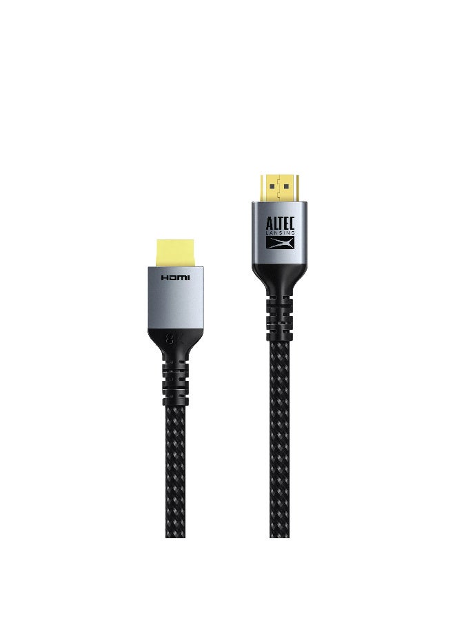 Altec Lansing HDMI 2.1 Cable - 1.5M, 48Gbps High-Speed, 8K@60Hz, Aluminum Alloy Shell, Durable Nylon Braided compatible with  UHD TV, PlayStation, Xbox Series X, Nintendo- Black - Image 1